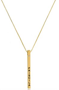 Colar Personalizado Na Vertical Com Nome Folheado Em Ouro 18k