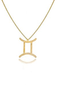Colar Personalizado Signo De Gêmeos Folheado Em Ouro 18k