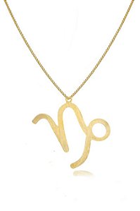 Colar Personalizado Signo De Capricórnio Folheado Em Ouro 18k