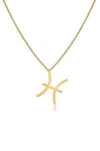Colar Personalizado Signo De Peixes Folheado Em Ouro 18k