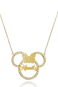 Colar Personalizado Mickey E Minnie Nome Trabalhado Em Zircônia
