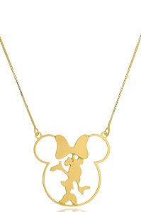 Colar Personalizado Minnie No Meio Folheado Em Ouro 18k