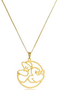 Colar Personalizado Minnie Vazado Folheado Em Ouro 18k
