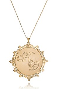 Colar Personalizado Mandala Chapado Com Iniciais Folheado Em Ouro 18k