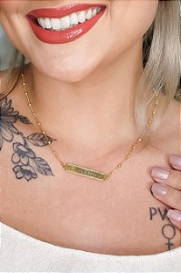 Colar Com Corrente E Pingente Gratidão Banhado Em Ouro 18k