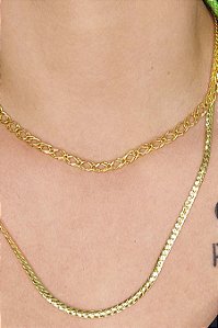 Colar Duplo Com Correntes Grossas Banhado Em Ouro 18k