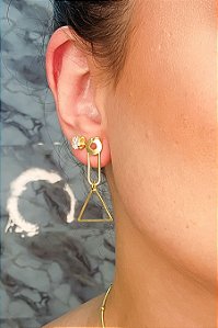 Brinco Médio Com Formas Geométricas Banhado Em Ouro 18k