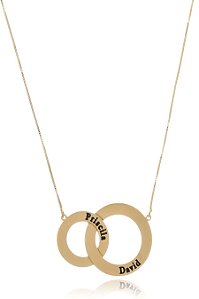 Colar Personalizado Círculos Entrelaçados Com Nomes Folheado Em Ouro 18k