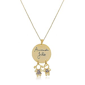 Colar Personalizado Com Nome De Filhos Nas Letras Deles Folheado Em Ouro 18k