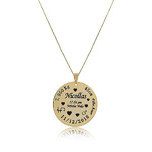 Colar Personalizado Dados Completos Nascimento