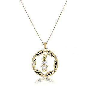 Colar Personalizado Mandala Com Dados Nascimento Folheado Em Ouro 18k