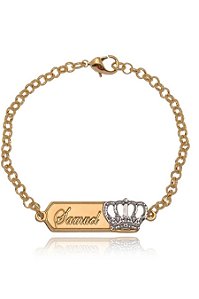 Pulseira Personalizada Chapada Com Nome E Coroa Folheado Em Ouro 18k