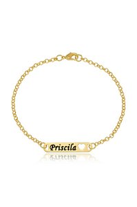 Pulseira Personalizada Chapada Nome Coração Vazado Folheado Ouro 18k