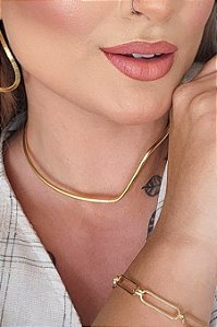 Choker Aro Torneado Banhado Em Ouro 18k