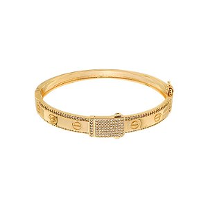 Bracelete Dourado Cravejado de Zircônia