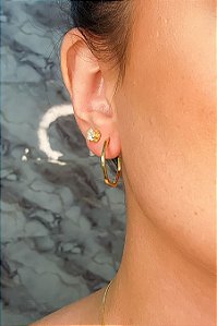 Brinco Médio Pentágono Banhado Em Ouro 18k