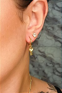 Brinco Argolinha Com Chave Banhado Em Ouro 18k