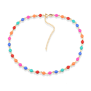Chocker Dourada Colorida com Extensor