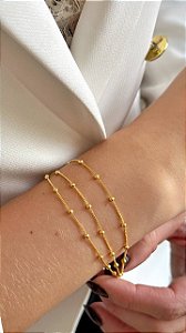 PULSEIRA TRIPLA FOLHEADA A OURO 18K