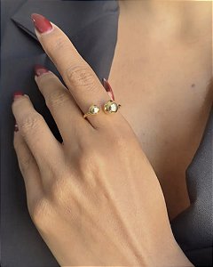ANEL DUO ESFERAS AJUSTÁVEL FOLHEADO OURO 18K