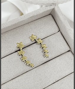 BRINCO EARCUFF ESTRELAS FOLHEADO A OURO 18K