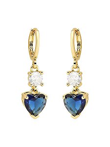 BRINCO ARGOLA SAFIRA FOLHEADA A OURO 18K