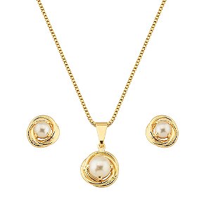 CONJUNTO PÉROLAS FOLHEADO A OURO 18K