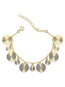 PULSEIRA CHAPINHAS DIAMANTADAS FOLHEADA A OURO 18K