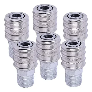 Kit 6 Engates Rápidos 1/4 Rosca Macho 1/2 Bsp - Conexões Práticas para Seu Sistema Hidráulico