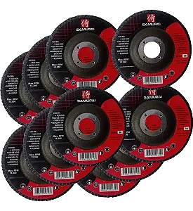 Kit com 10 Discos de Lixa Flap para Desbaste - Grão 36 - 115mm