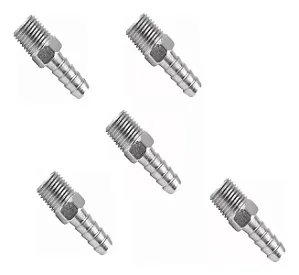 Kit 5 Und Espigão Adaptador Fixo Macho 1/4" X Mangueira 1/4"