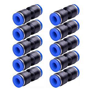 10 Peças União Emenda Reta Pu 4mm Pneumática Engate Rápido