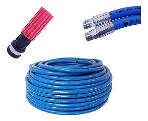 Mangueira Ibirá 1/2 Lava Jato 10m Prensada C/ Esguicho 3,2mm Azul