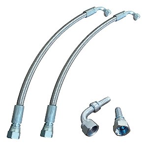 Kit 2 Mangueira Aeroquip Inox Prensada Óleo Turbina 8an 80cm
