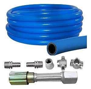 Kit Conexão Lava Rápido Com Mangueira 5 Metros E Conectores Azul
