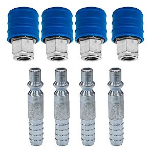 Kit 6 Engate Rápido P/ Compressor Conector 1/4 X Escama 3/8