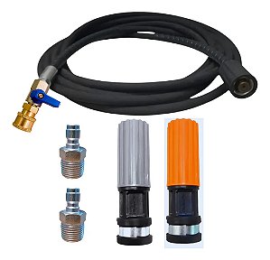 Kit Mangueira Lavadora Alta Pressão + Esguicho + Pino Engate Preto