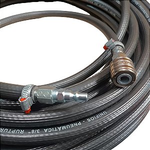 Mangueira 3/8 P/ Ferramentas Pneumática 30 Mts C/ Engate 1/4 Preto