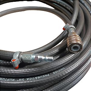 Mangueira 3/8 P/ Ferramentas Pneumática 20 Mts C/ Engate 1/4 Preto