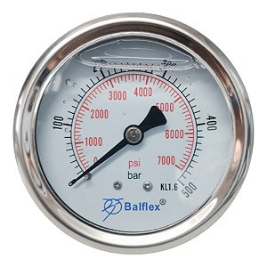 Manômetro Com Glicerina Horizontal 63mm 1/4 500 Bar 7000 Psi