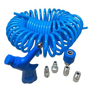 Mangueira Aspiral Pu 10 Mts 8mm C/ Bico + Kit Engate Rápido