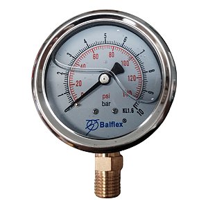 Manômetro Com Glicerina Vertical 63mm 1/4 10 Bar 140 Psi