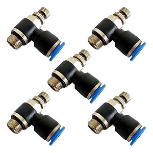 Kit 5 Conexão Pneumática Reguladora De Fluxo 4mmx 1/8 Bsp