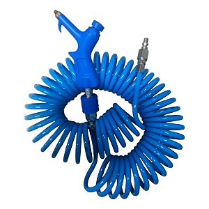 Mangueira Aspiral Pu 10 Mts 8mm C/ Kit Engate Rápido + Bico