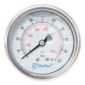 Manômetro Horizontal Pressão 100 Bar Com Glicerina 1/4 Npt