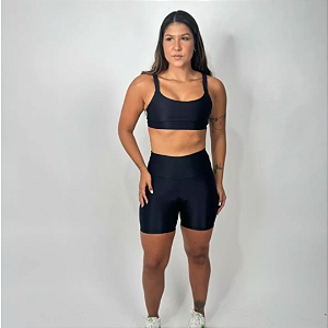 CONJUNTO DE SHORTS PRETO CANELADO