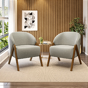 Poltrona Decorativa Mozart Sofisticação e Conforto Em Flamê Cor Gelo