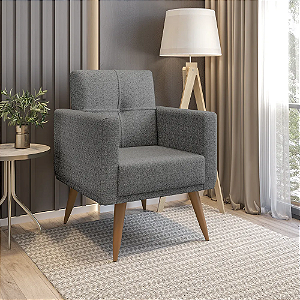 Poltrona Paganini Conforto Aconchego Em Linho Com Pés Palito