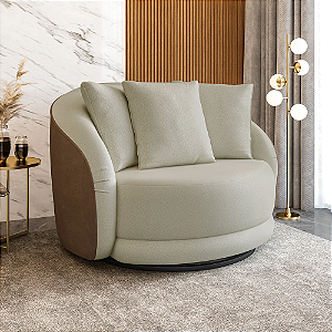 Poltrona Amadeus Decorativa Conforto Tecido Bouclé Courino/Bege