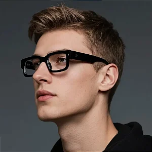 Armação de Óculos TR90 Ultra Leve, Lentes PC Transparentes para Homens + Estojo, Presente Ideal para Amigos e Familiares